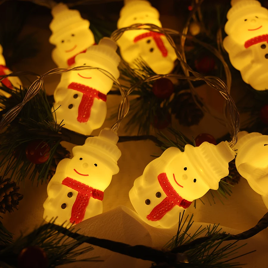 Decoración navideña LED, muñeco de nieve navideño, ambiente festivo, decoración de árbol de Navidad, cadena de luces coloridas