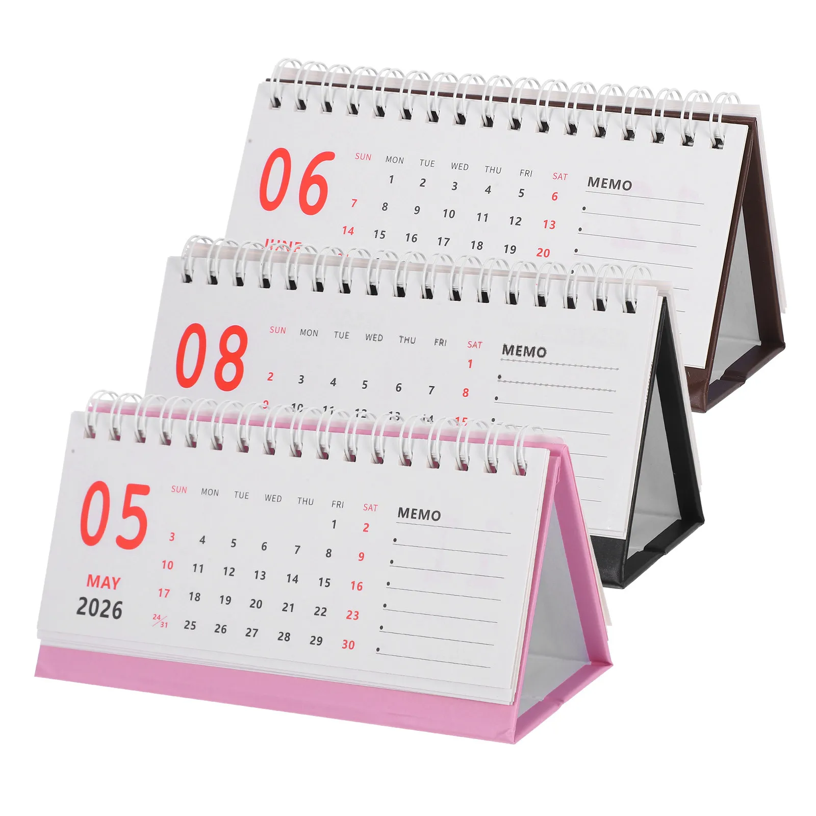 

3Pcs Mini Desk Calendar Stylish Coil Binding Monthly Planner for Office Home School Daily Planning Cute Desktop Organizer