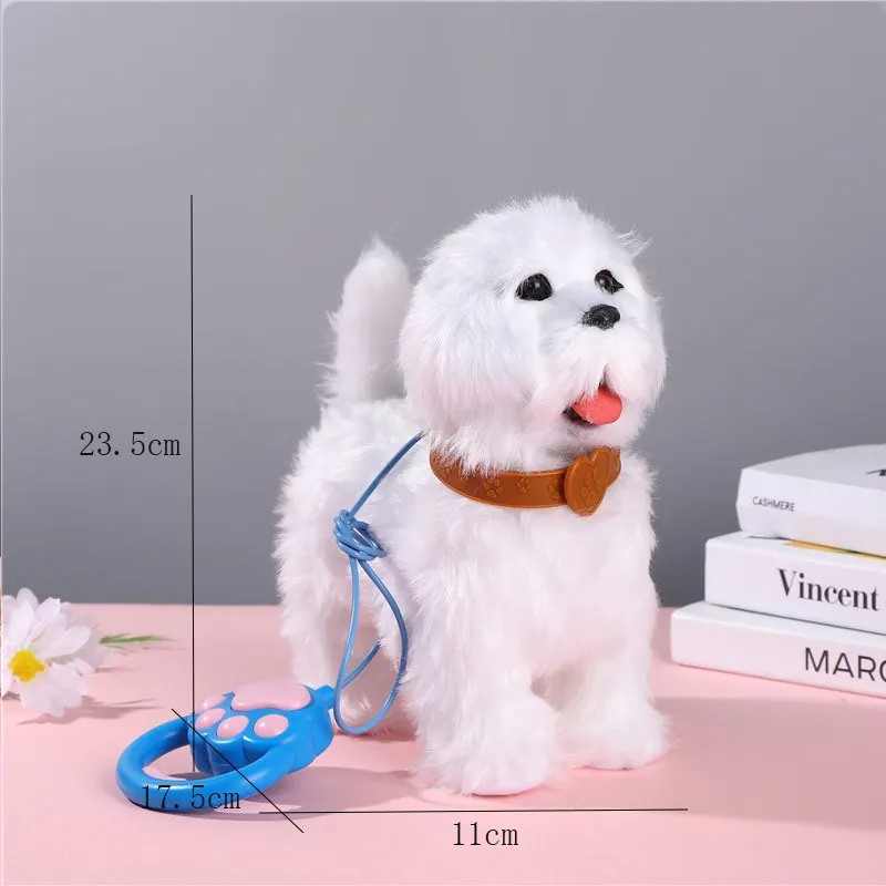 새로운 전자 플러시 강아지 장난감, 목줄 포함, 혀를 내밀고 꼬리를 흔들며 걷는 모습을 시뮬레이션, 어린이 선물용 전자 플러시 장난감.