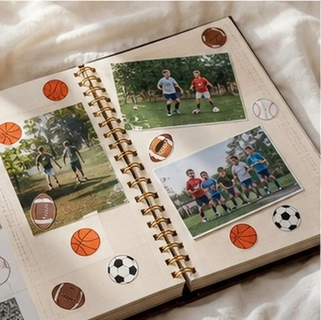 20Sheets Sports Ball Mini Stickers Bulk DIY Scrapbook Water Bottle Decoration Sports Party Favors Basketball Soccer Tennis