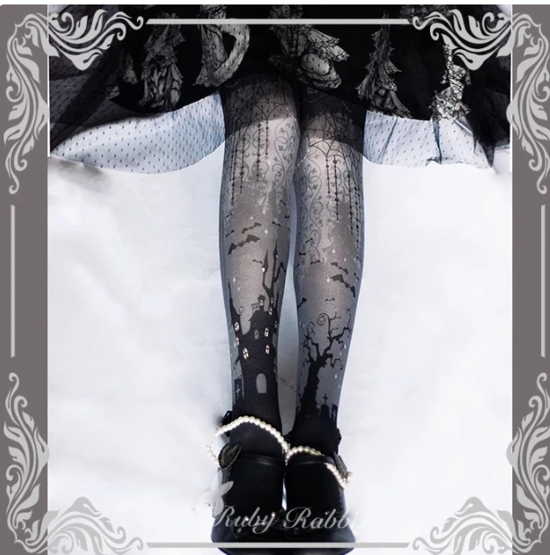 Striped Leggings Lolita Pantyhose Girl Ladies Gothic Printed Base Socks Japanese Style Long Socks Fashion Stockings