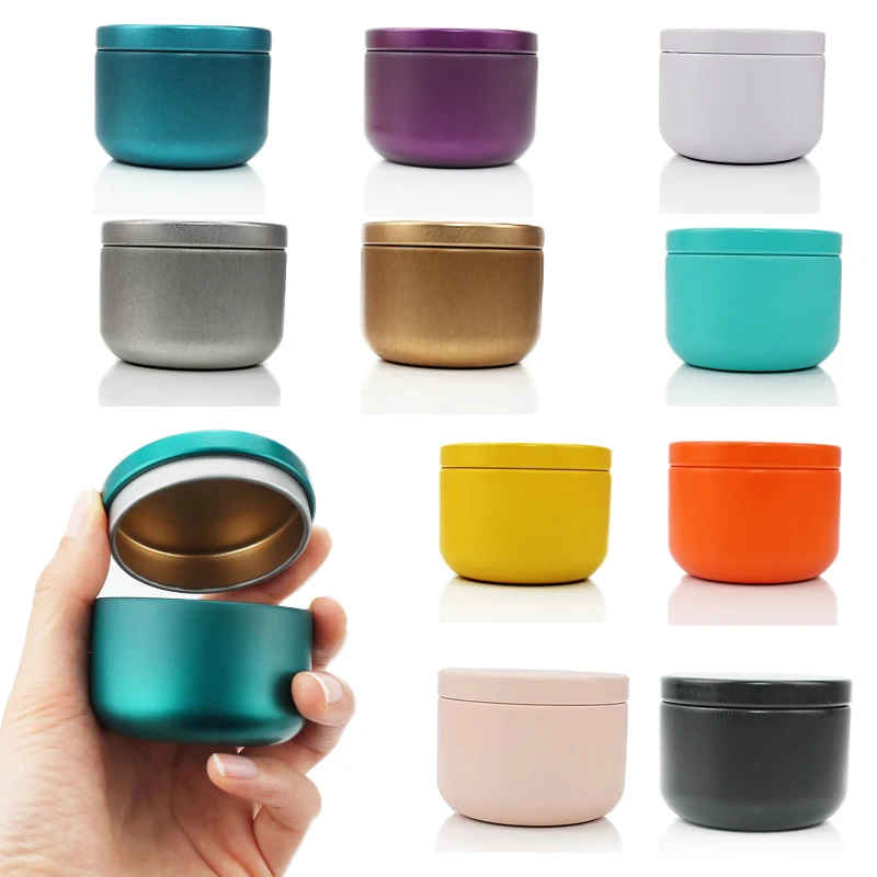 9pcs Round Metal Tins Candle Tin Candle Pot Candle Jars DIY Candle Making Jars 50ML Essential Oil Incense Cans Travel Box