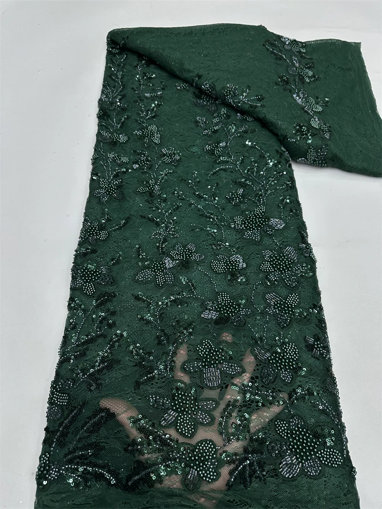 

Французское сетчатое кружево с бисером, африканские кружевные ткани, нигерийское сетчатое кружево для платьев, вечеринок, свадеб, 5 ярдов