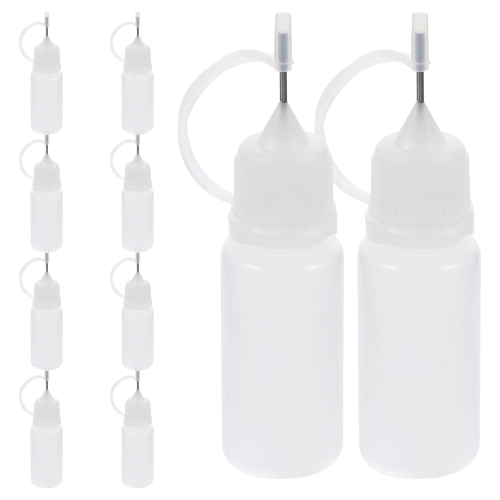 10 pz 10 ml punta dell'ago bottiglia di colla applicatore strumento quilling fai da te bottiglia di precisione (bianco) bottiglia con punta dell'ago