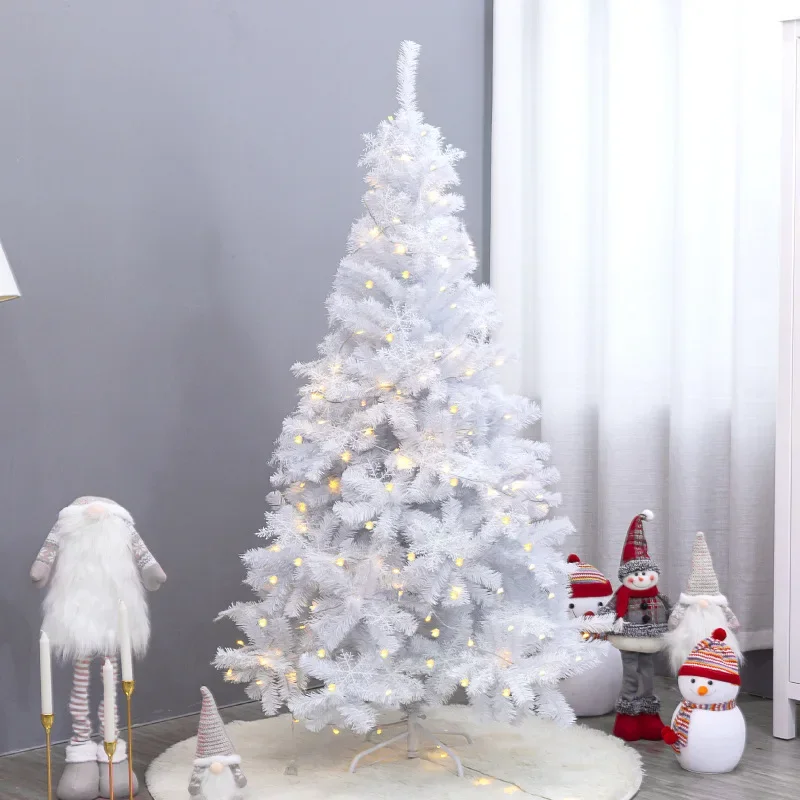 

Pre-Lit Artificial Christmas Tree Easy to Assemble Holiday White Xmas Tree with Metal Stand Luxury Fir Tree New Year Decor