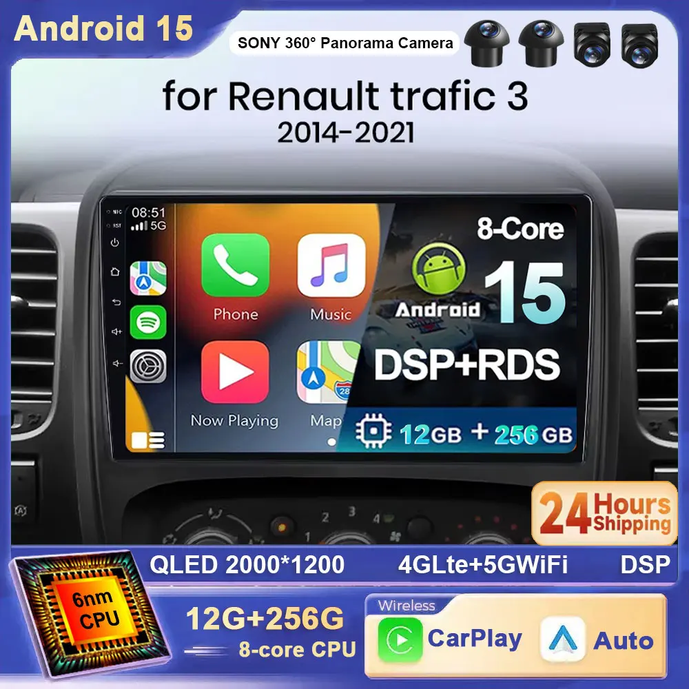 

Для Renault Trafic 3 2014-2021 Для Opel Vivaro B 2014-2018 Android 15 Авто Радио Мультимедийный Автомобильный Плеер GPS Видеокамера Dash BT