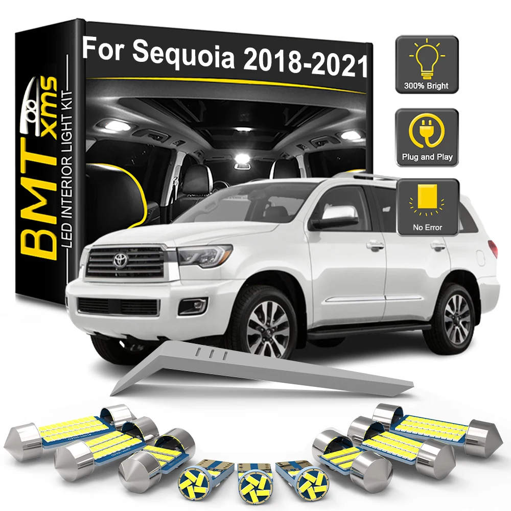 

BMTxms 16 шт. Canbus для Toyota Sequoia 2018 2019 2020 2021 автомобильная внутренняя светодиодная лампа для внутреннего освещения, аксессуары, лампа для таблички для чтения