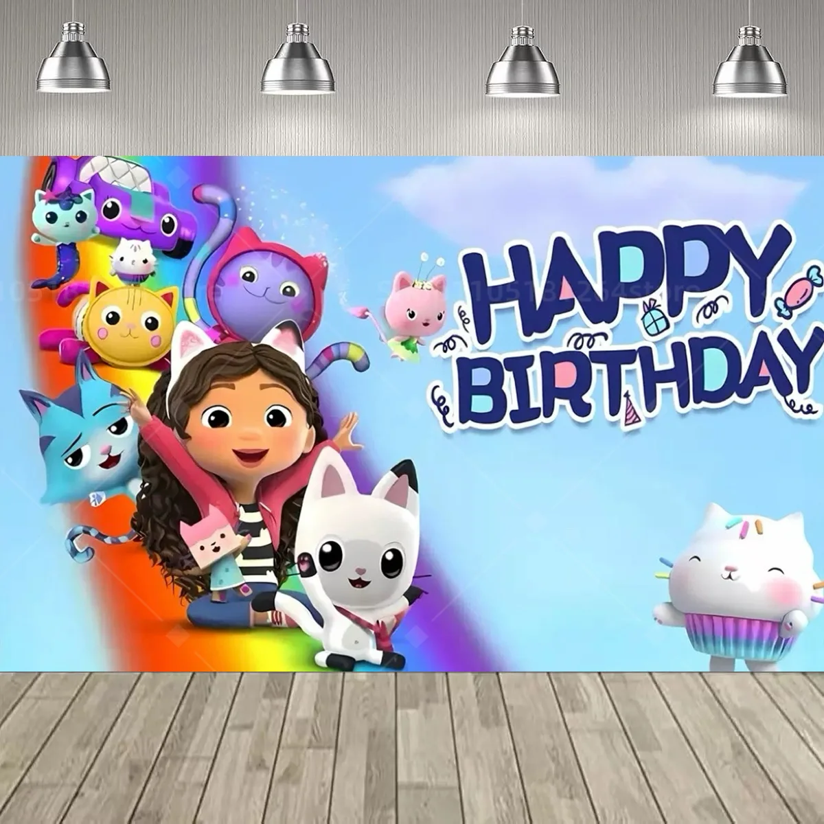 Cartoon Gabby Poppenhuis Meisje Verjaardagsfeestje Decoratie Achtergrond Baby Doop Feestartikelen Roze Speelgoed Foto Banner Decor Leveranties
