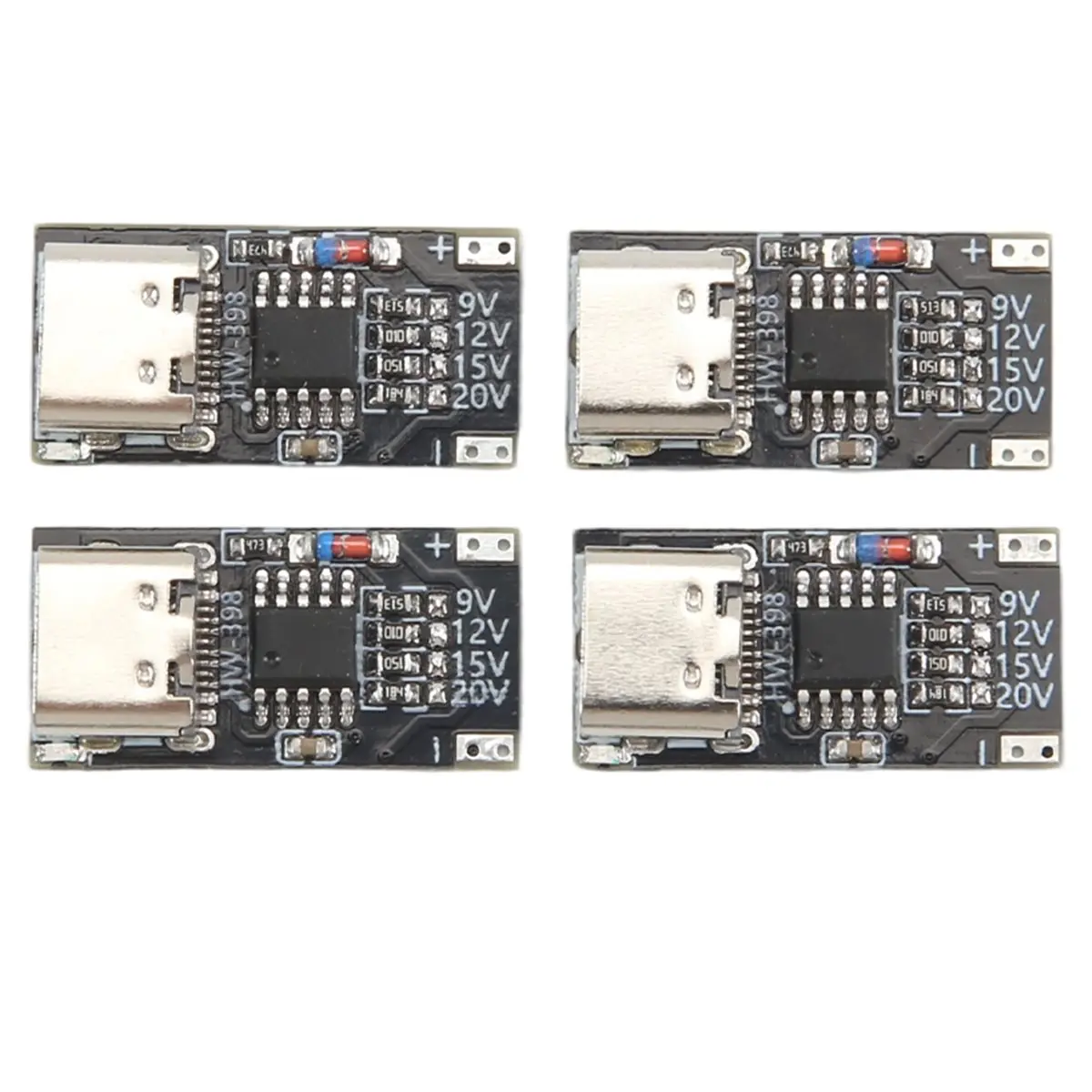AT42 4PCS USB-C PD Trigger Board Module PD/QC Board Fast Charge USB Type-C to 12VPower Delivery Boost Module