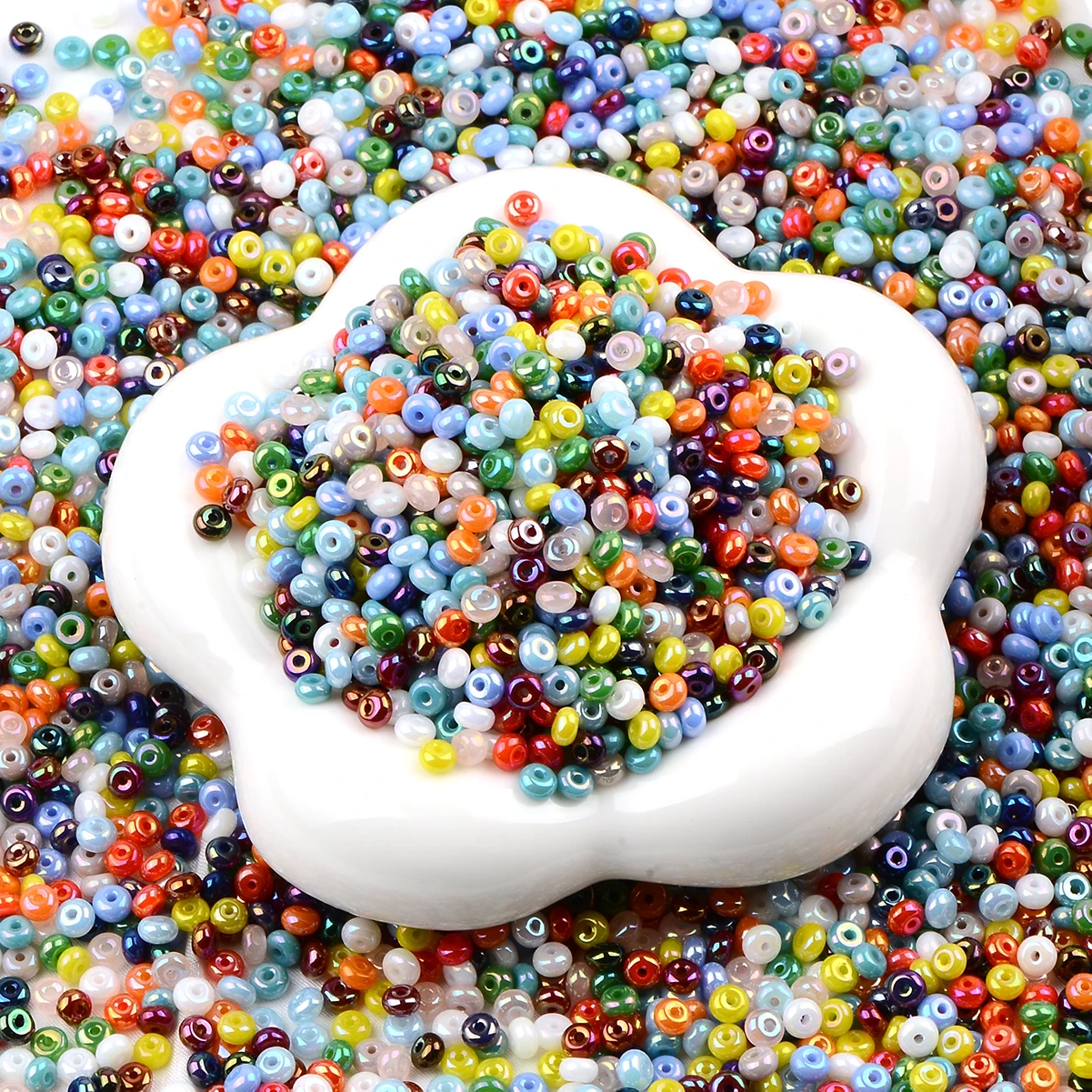 20g/about 280pcs Cream color imported glass rice bead for jewelry making Space beads Round rice beads use garment embroidery