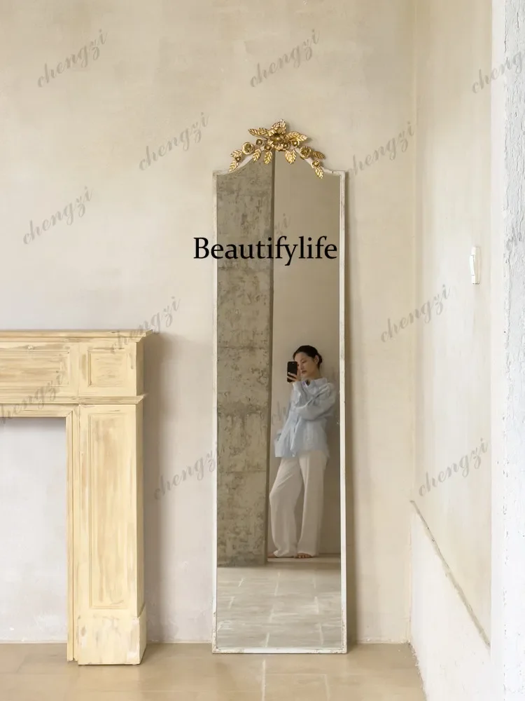 A4567 French retro old metal full-body full-length mirror floor decorative mirror bathroom makeup mirror