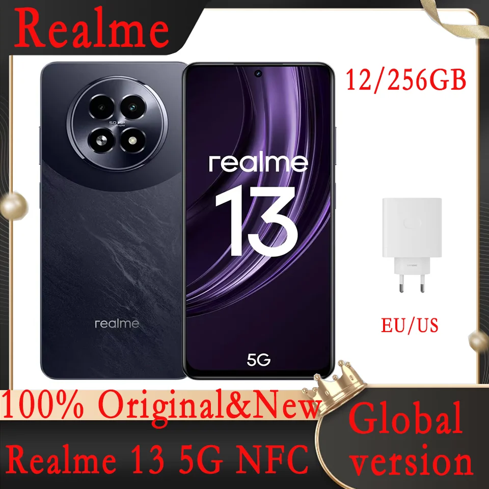 Realme 글로벌 버전 스마트폰, 6.72 인치, 50MP OIS 카메라, 120Hz 디스플레이, 45W 충전, 5000mAh 배터리, IP64, 안드로이드 14, microSDXC, 13