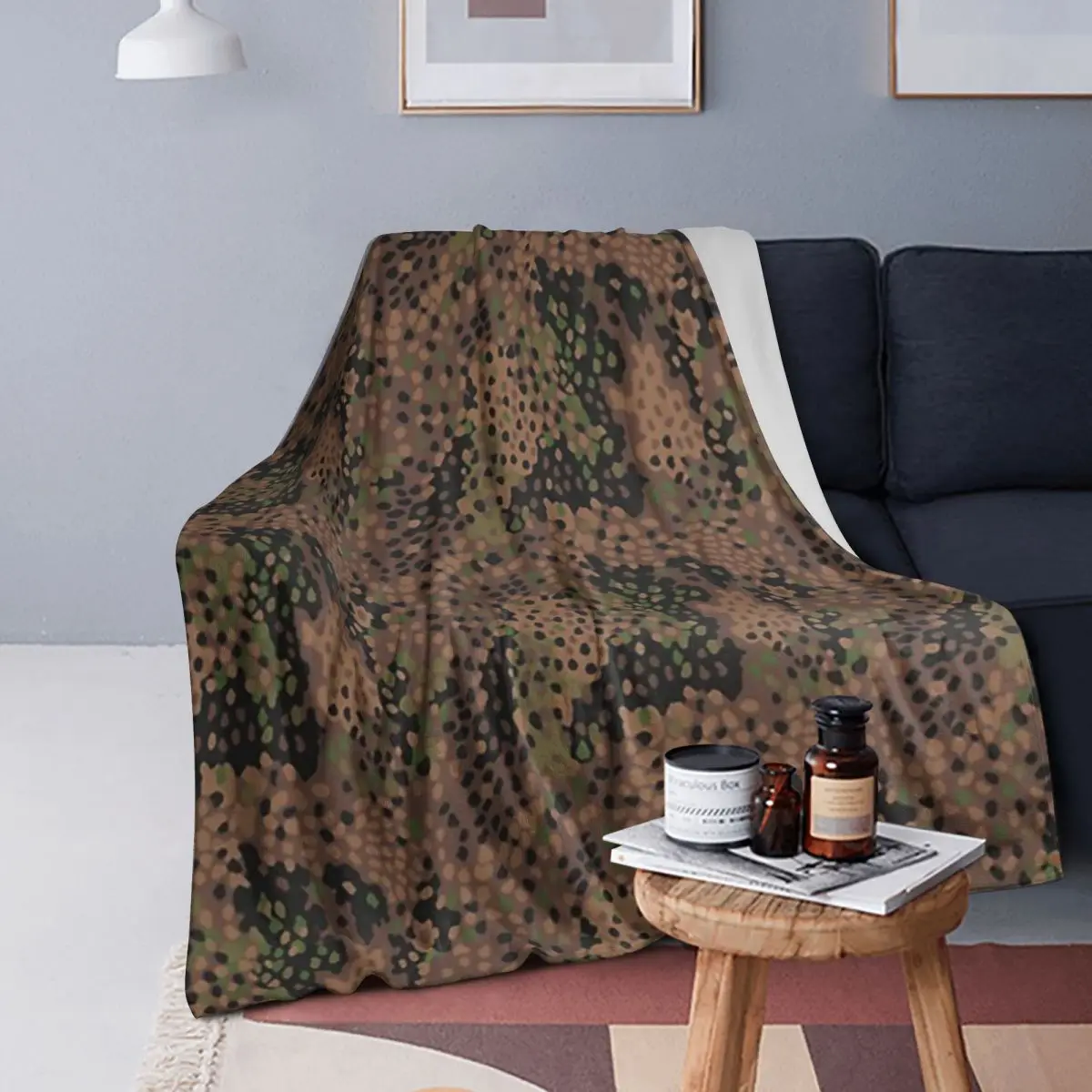 

Pea Dot Camo Military Blanket Soft Warm Flannel Throw Blanket Plush for Bed Living room Picnic Travel Home Couch