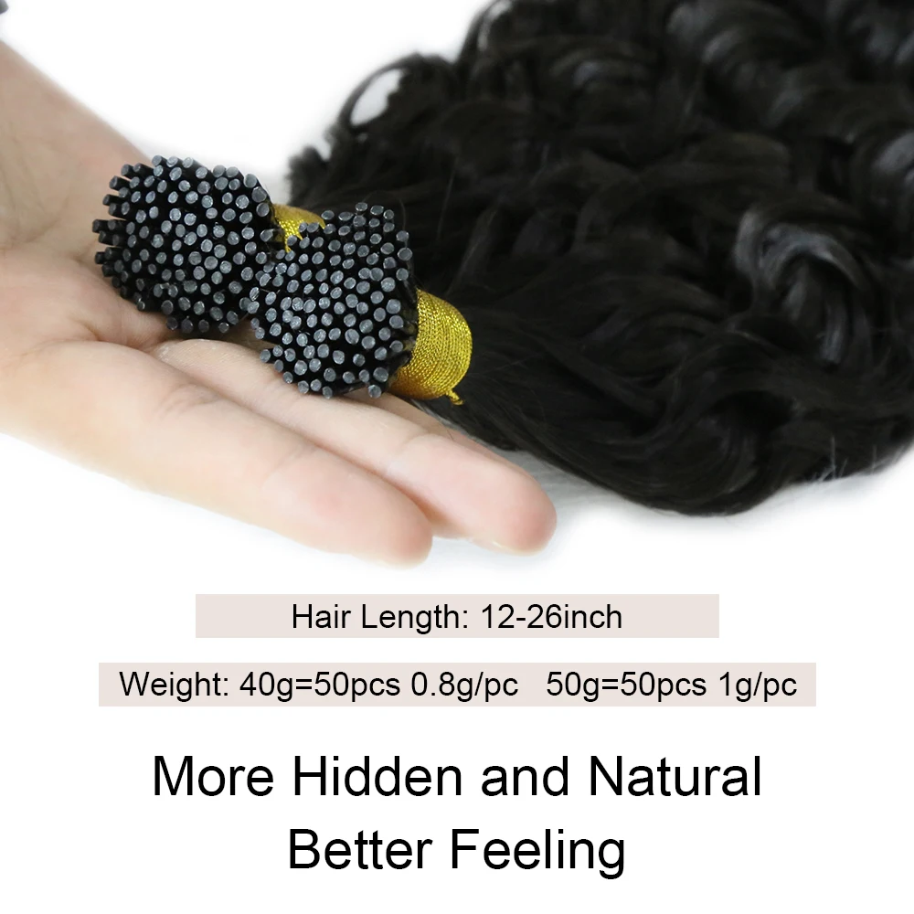 Natural Wave ITIP Human Hair Extension Real Natural Human Fusion Hair 40g 50g Wavy Women Keratin Capsule Human Hair Extension