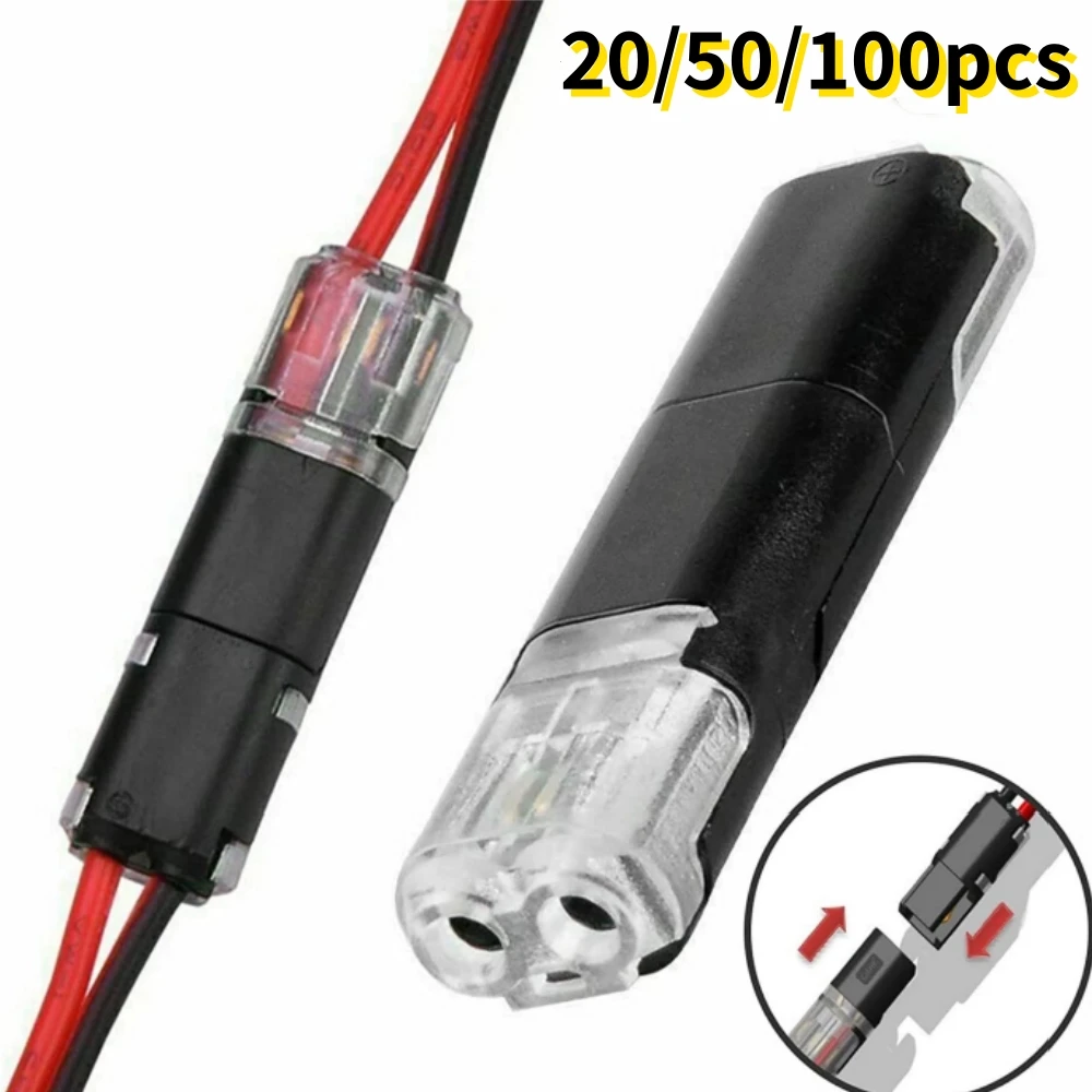 Conectores de tiras de luces LED de 20/50/100 piezas, conectores de cable doble de 18-24 AWG, conectores de tiras de luces LED de 2 pines de bajo voltaje