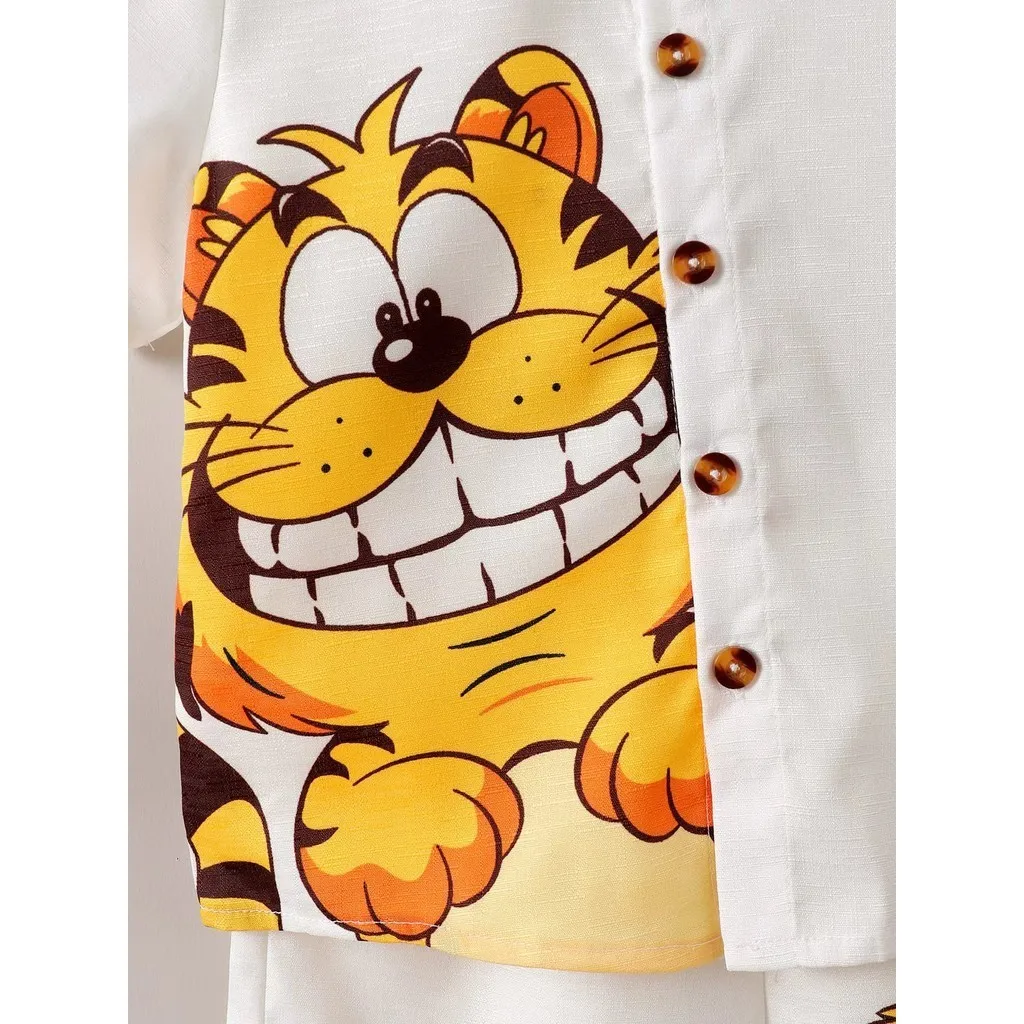 1-6 Years Kids Boy 2PCS Clothes Set Cartoon Cute Tiger Short Sleeve Shirt+Shorts Fashion Style Suit Child Birthday Party Outfits