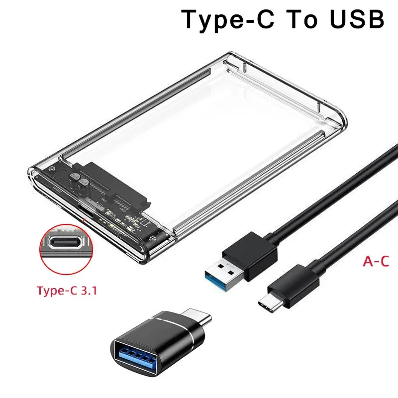USB 3.0/Type C naar SATA III Harde Schijf Case voor 2,5 inch HDD SSD Externe Harde Schijf Behuizing Harde Schijf Boxs Ondersteuning UASP HDD Box