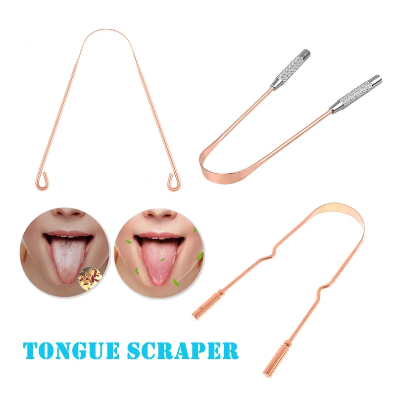 ● 1PCS Raspador de Lengua de Cobre para Hombres y Mujeres, Cepillo Dental, Cuidado Bucal, Higiene, Herramienta de Salud, Limpiador
