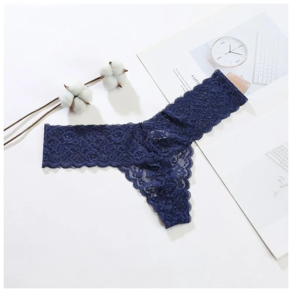 Süße, nahtlose Spitzen-Slips mit niedriger Taille, Tanga mit Schleife, Unterwäsche für Damen, Baumwoll-Zwickel, transparente Netz-Spitzen-Slips – Detail 8