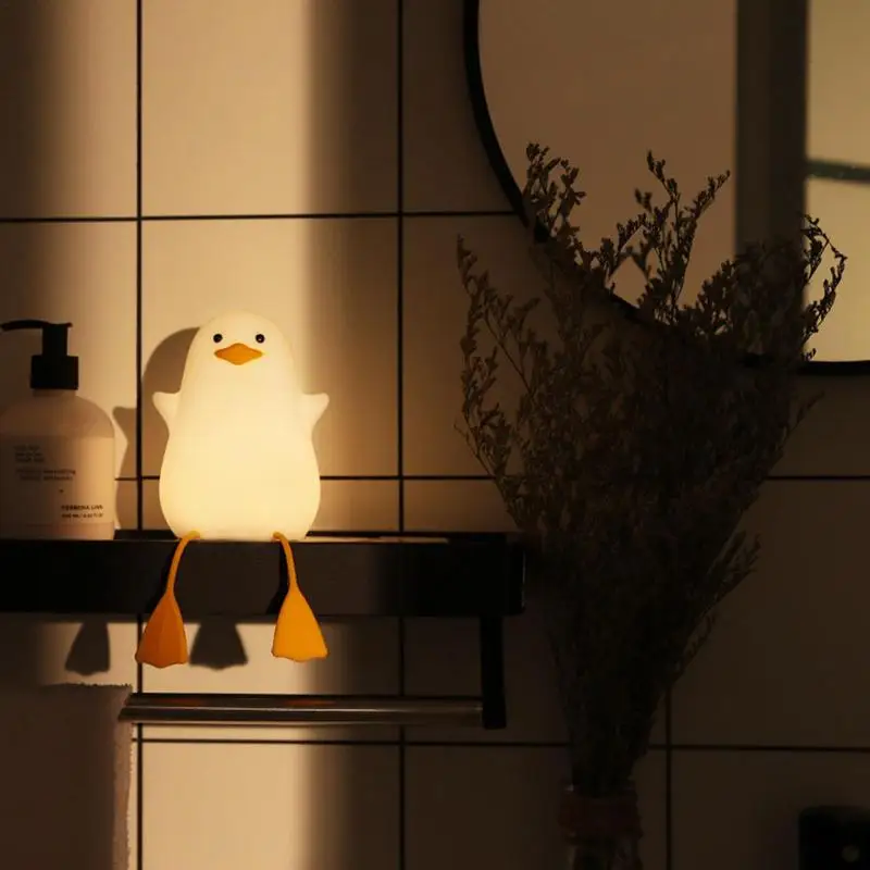 Ente Nachtlicht niedlich LED Silikon Lampe mit Touch-Sensor dimmbar mit 20 Minuten Timer USB-Lampe für Mädchen Damen Schlaf lampen