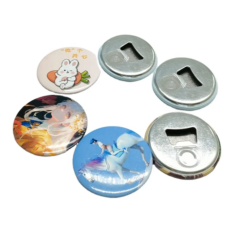 58mm Ordinary Magnetic Bottle Opener Material Wholesale Cheap Round Refrigerator Magnet Tin Badge