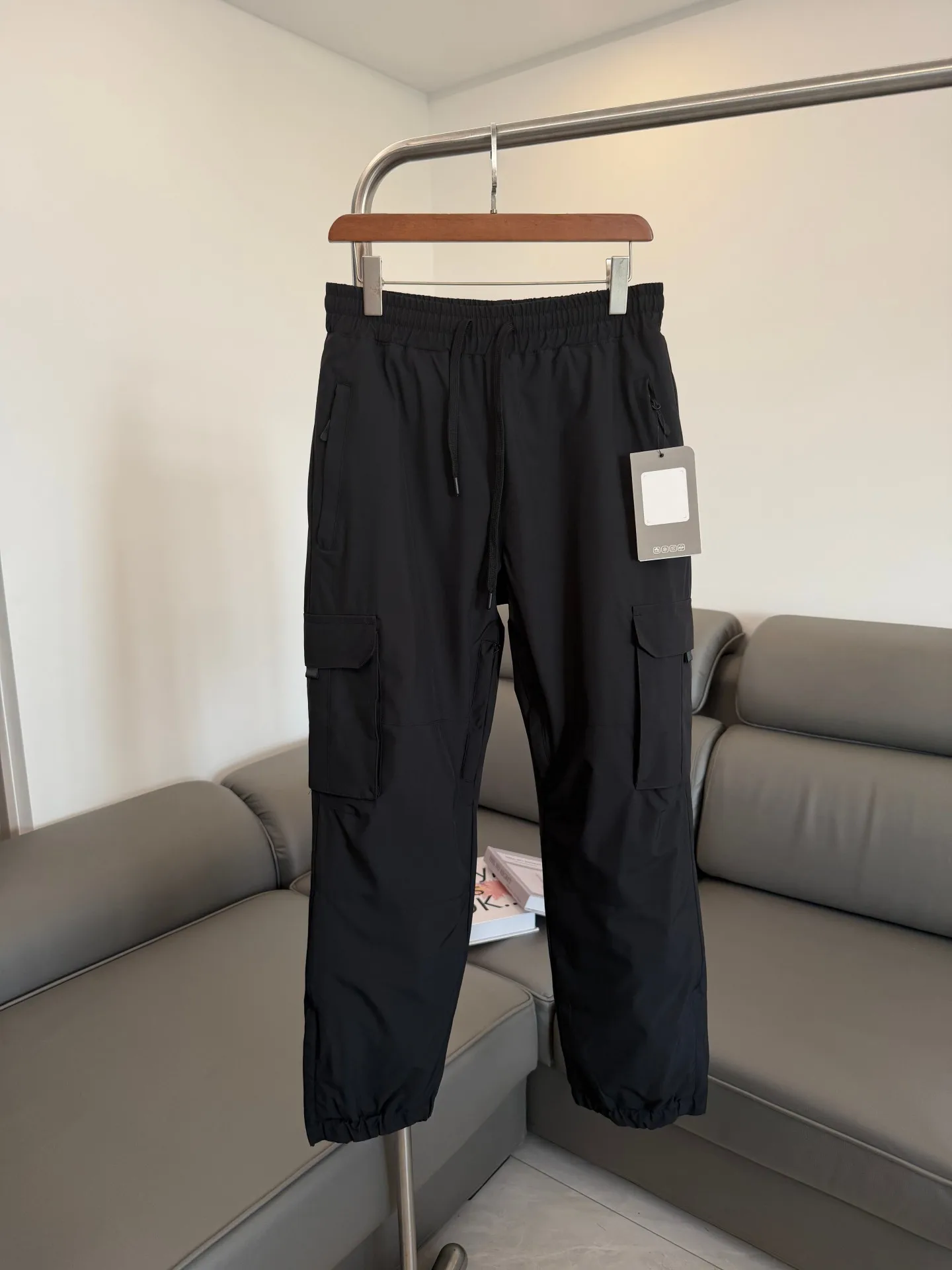 

Winter Men's Outdoor Casual Cotton Pants Windproof Warm Workwear Adjustable Ankle Straight Leg mid Waist Casual Trousers