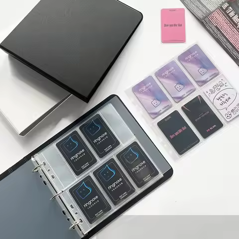 5 slot / 6 grid Binder D Ring Photocard Holder Kpop Photo Card Collect Book with Elastic Band 3inch Photo Album Korean 포카 바인