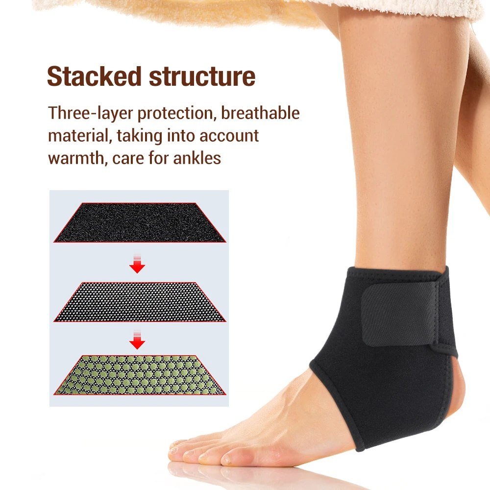 1 Pair Self-heating Ankle Support Protector Brace Wrap Adjustable Ankle Brace Guard Spontaneous Magnetic Therapy Health Care