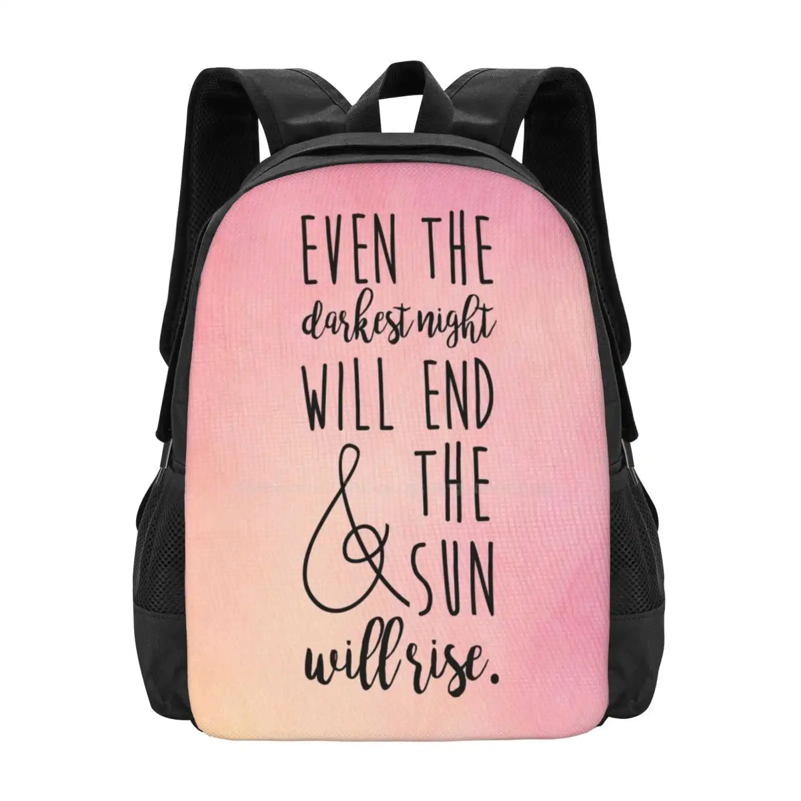 Even The Darkest Night Will End And The Sun Will Rise School Bags Travel Laptop Backpack Les Miserables Broadway Showtunes