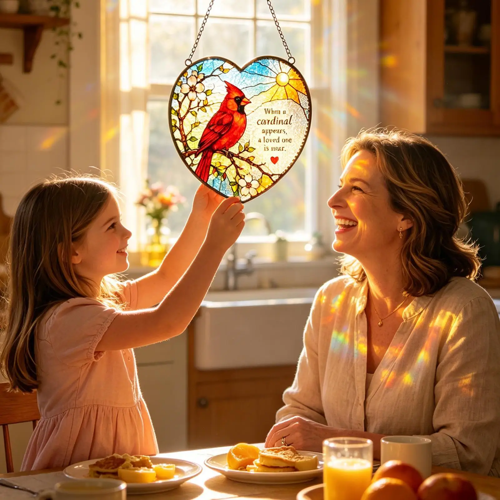 Sunlight Catcher Cardinal Memorial Acrylic Home Decor Sunlight Catcher For Window Art For Women Men Husband Grandma Mom Wife
