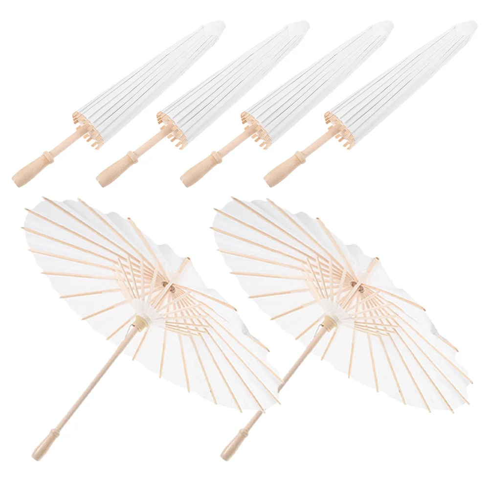 6 قطعة مظلات ورقية زيتية بيضاء مظلة صينية تقليدية لزينة الزفاف وحفلات الزفاف والمناسبات الخارجية على الطراز الياباني