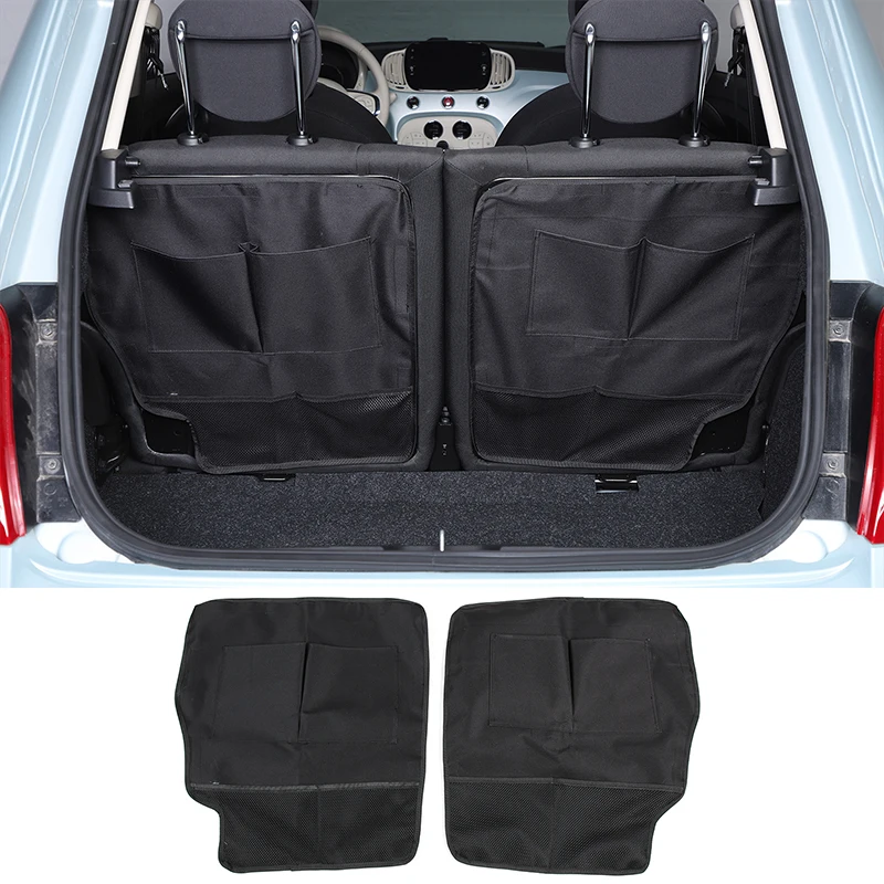 

For Fiat 500 Abarth 595 2007+ Car Rear Seat Back Storage Bag Multi Hanging Nets Pocket Trunk Organizer Auto Stowing Tidying Part