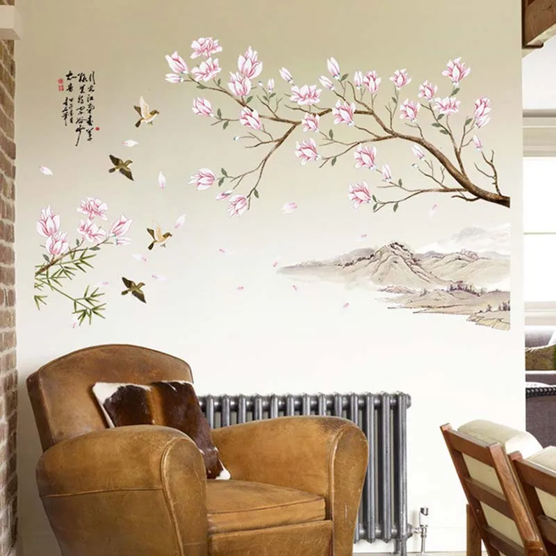 

Chinese Style PVC Wall Sticker for Living Room & Bedroom Decoration Non Fading & Environmental Friendly 115x75cm