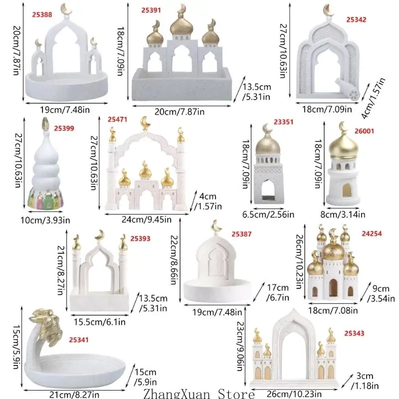 Gold und Weiß Moscheenturm Eid Mubarak Dekore Ramadans Eid Dekore Aufbewahrungsbox 3XUF – Detail 6