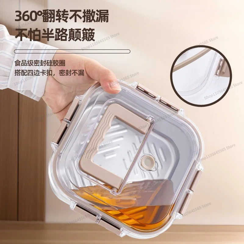 For Portable Stainless Steel Fresh-keeping Box with Sealed Lid, Outdoor Camping Bento Box