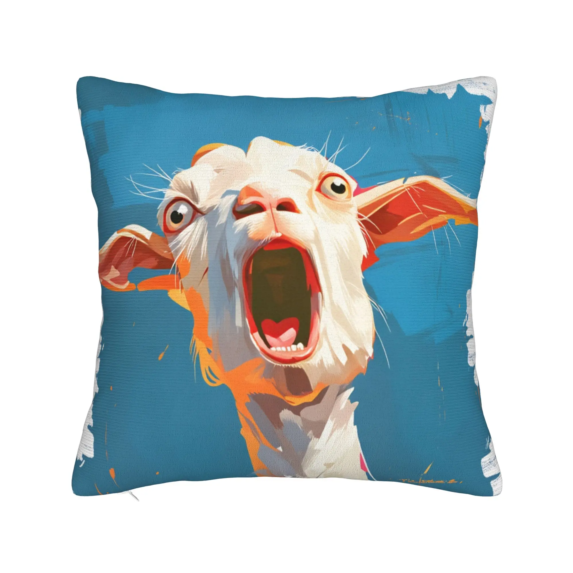 Screaming Goat Funny Meme Pillowcases  Retro Trendy Pillow Case For Living Room Sofa Comfy Pillow Cover