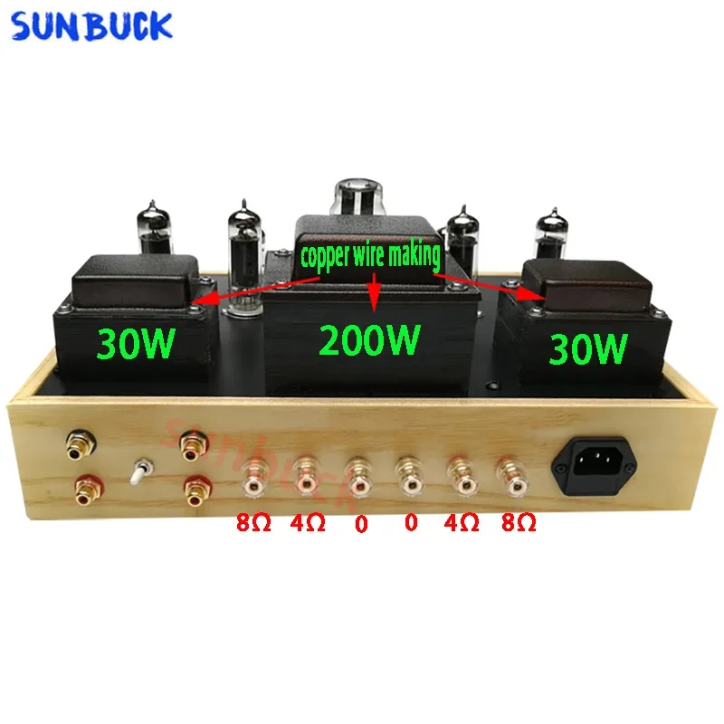 SUNBUCK 6P15 Push-Pull 6N3 6N1 Klasse A Röhrenverstärker 2 Stereo 15 W 3-Segment symmetrischer Vakuumröhrenverstärker Audio