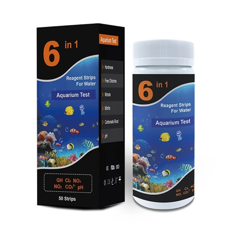 Premium Test Strips 6 in 1 Swimming Pool Aquarium for Total Hardness Total Alkali PH Nitrate Chlorine Nitrite