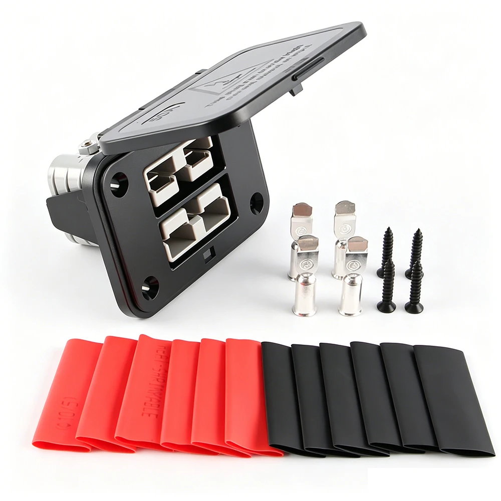 1-4Pack Dual Flush Mount Bracket 50A 600V Battery Quick Connect Disconnect Connector Plug For 12-6 AWG RV EV Solar Power Wiring