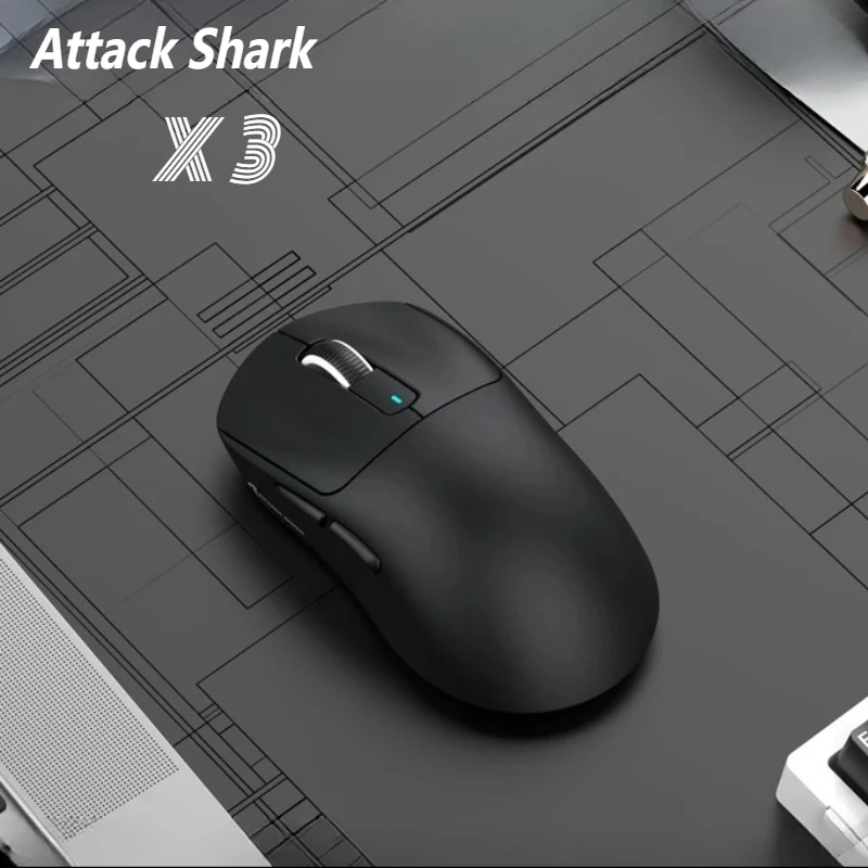 

Attack Shark X3 Трехрежимная беспроводная мышь Bluetooth Эргономичная RGB Легкая низкая задержка 26000 точек на дюйм PAW3395 Офисная игровая мышь