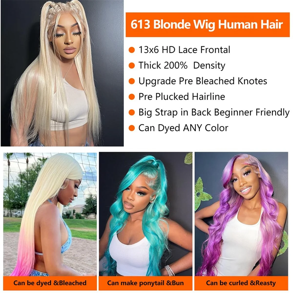 

Lace Front Wig, Glue-Free Wig, Center Parted Straight Wig Women'S Wig(30 Inch)