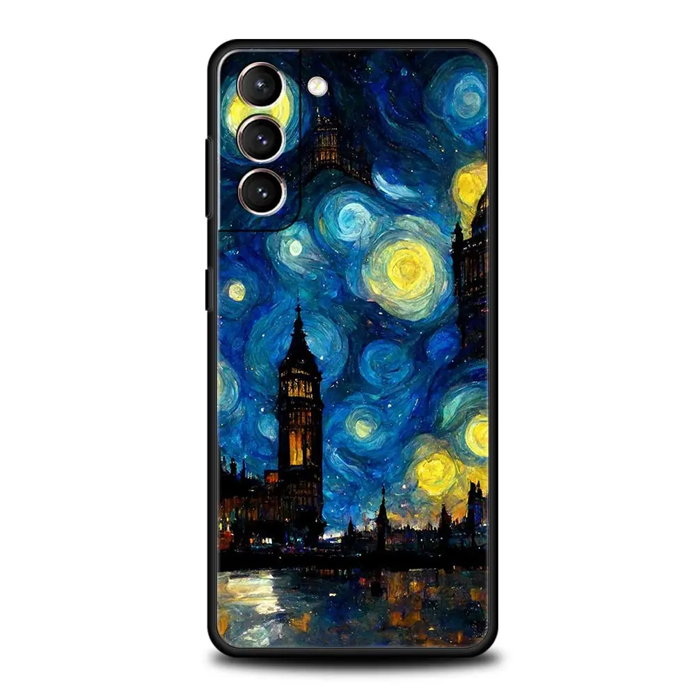 Starry night van gogh Phone Case For Samsung Galaxy S24 S23 Ultra S22 S21 S20 FE 5G S10 S10E S9 Plus S8 Silicone Black Cover