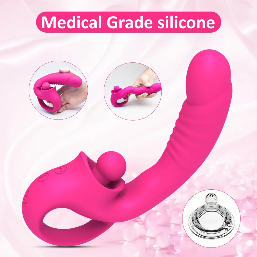 G Spot Clitoral Vibrator 2 In 1 Upgraded Realistic Big Dildo Clitoralis Stimulator 10 Licking Vibrating Adult Sex Toys for Women