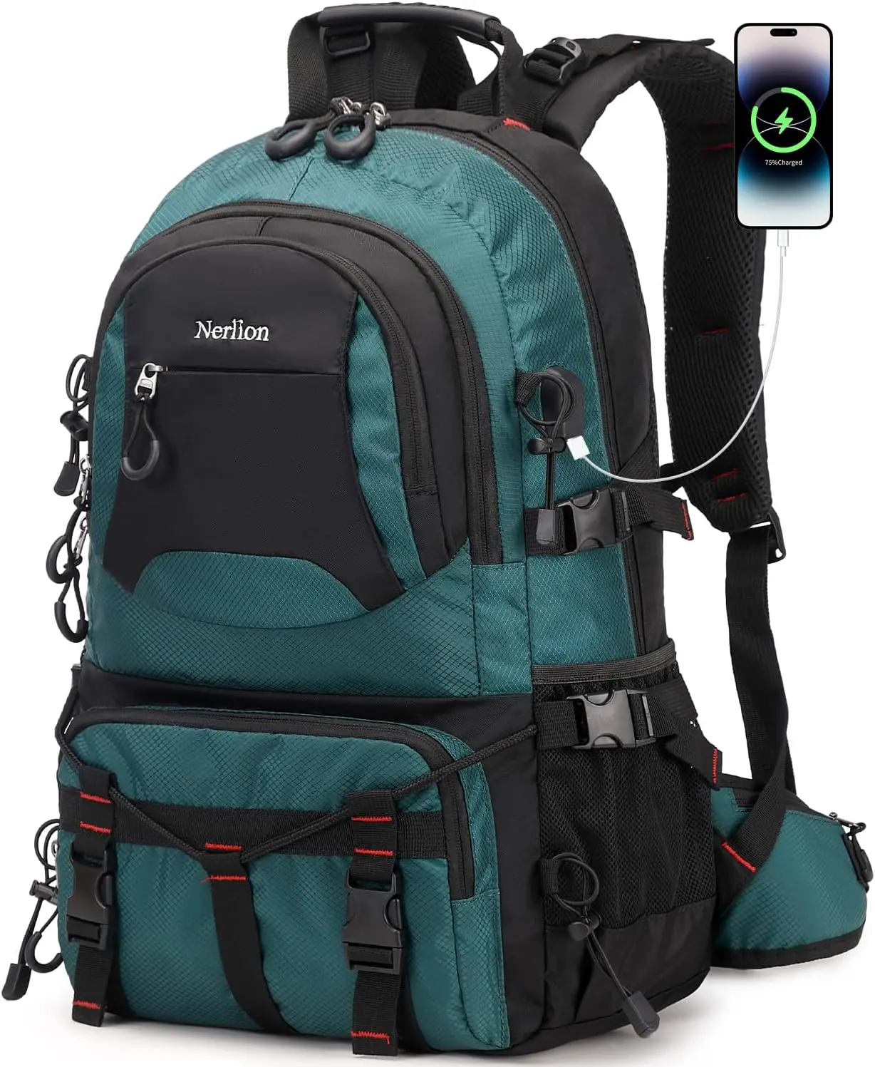 Nerlion 40L Hiking Backpack Travel Backpack for Men Women Camping Waterproof Outdoor Hiking Daypack Lightweight Backpack (Dark G