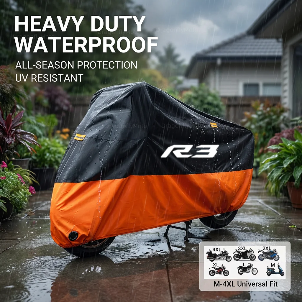 For yamaha YZFR3 YZF-R3 YZF R3 2015-2023 2022 2021 2020 Motorcycle Cover Thick 210D Waterproof Outdoor Uv Protective Dust Rain