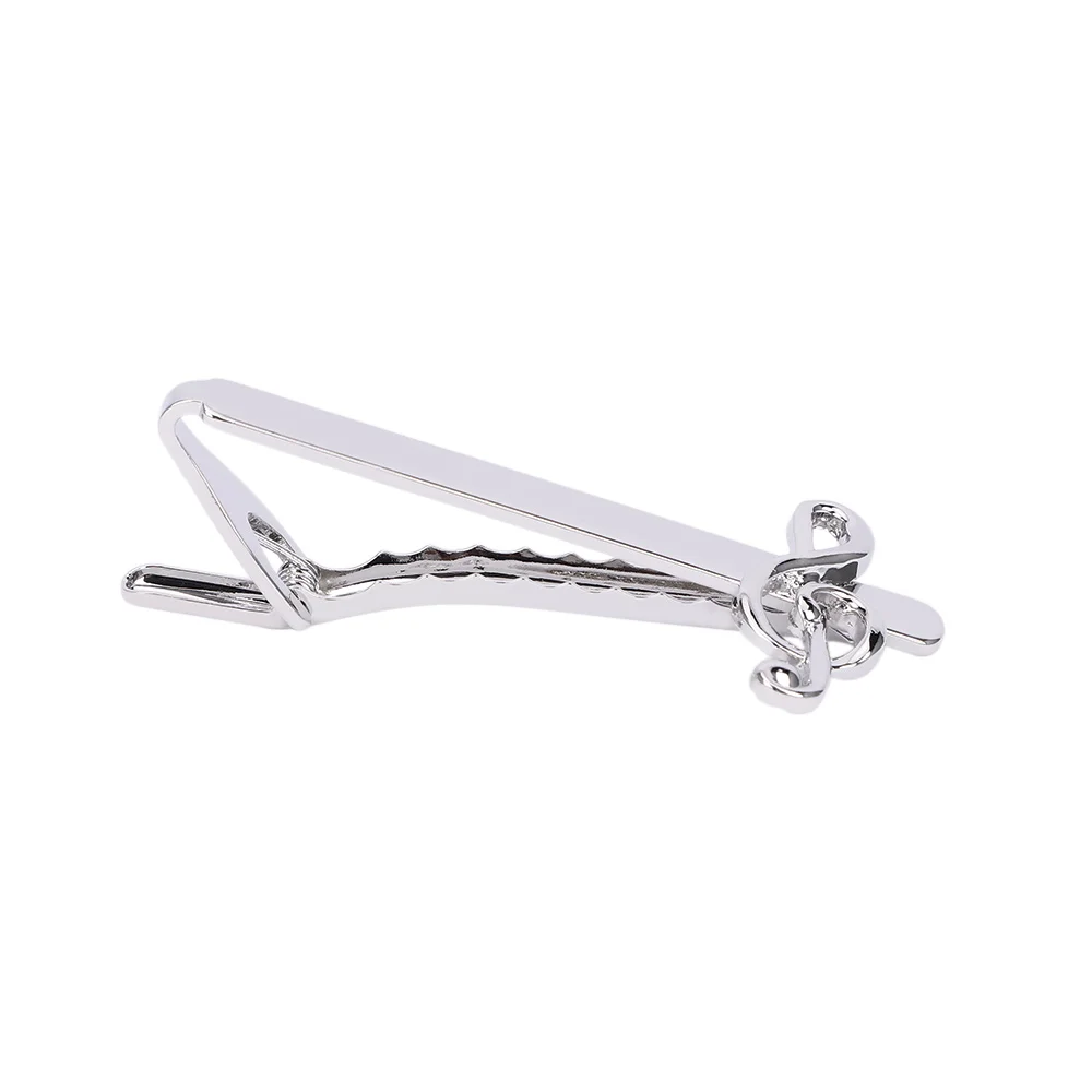 Vintage Silver Color Necktie Clips Musical Note Clasp Tie Pin Necktie Pin Men Jewelry for Shirt