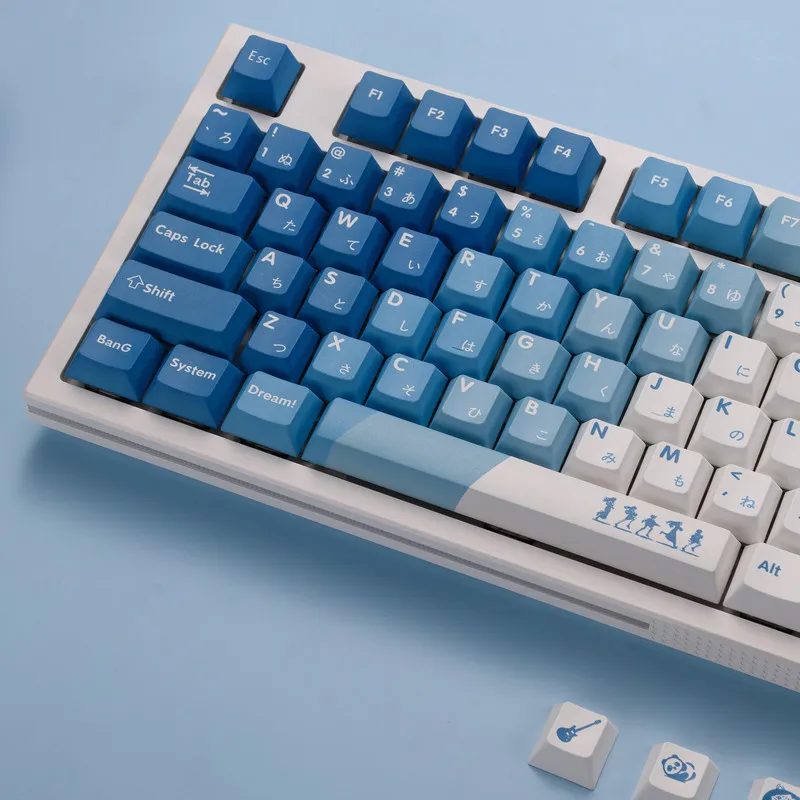 Womier Mygo Pbt Keycaps 68 Percent Layout Compatible For Wooting Aula Wireless Mechanical Gaming Keyboard Blue White