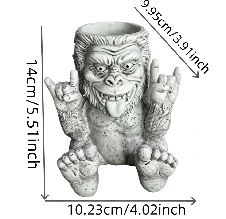 Garden Decor Resin Bigfoot Statue Planter Rock Hand Gesture Succulent Pot Indoor Outdoor Yard Desktop Ornament Gift