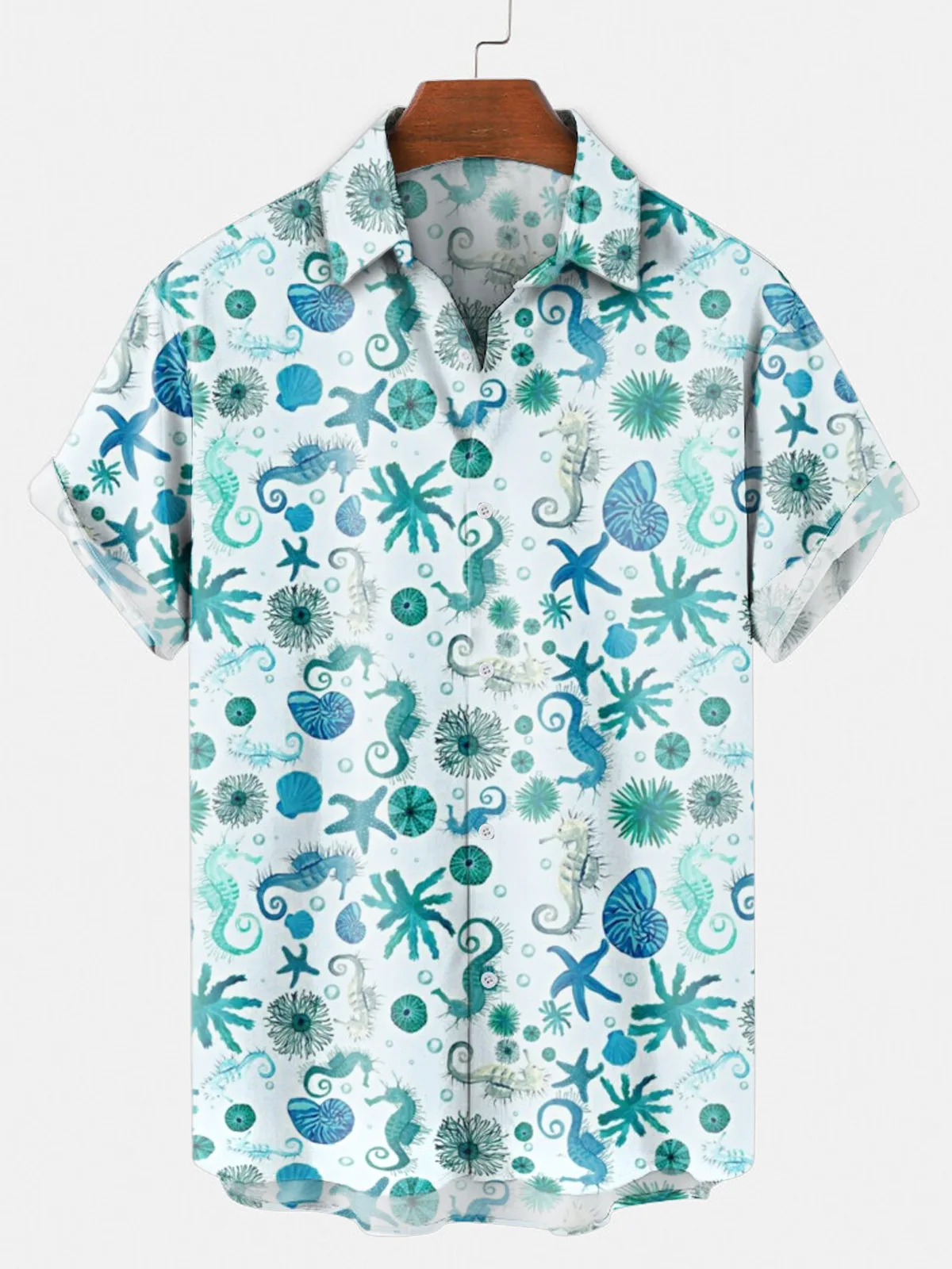 

Men's Hawaiian Shirt Loose Top Marine Biology Print Shirt 2023 Fashion Shirt Breathable Summer Short Sleeve