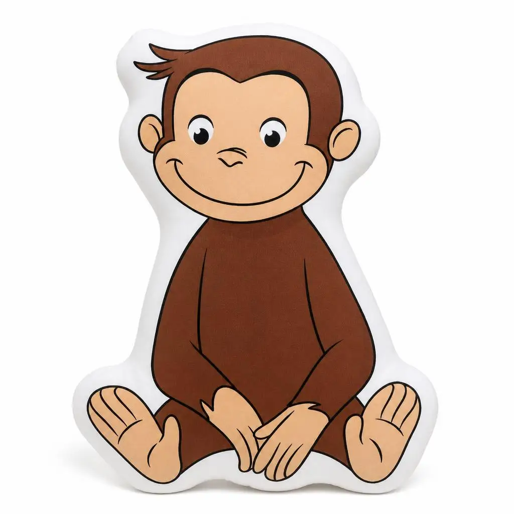 Curious George Monkey Cartoon Preschool Kids Gift Plush Pillow Cushion Irregular Stuffed Throw Pillow Home Decor Gift Sofa Bed